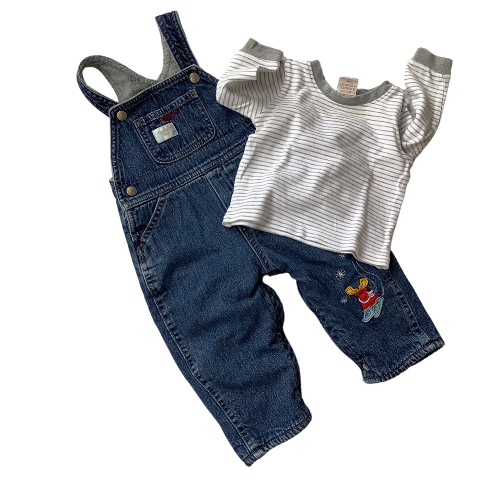 OshKosh B’gosh 2 piece winter long sleeve shirt and heavy overalls. Size… - Picture 1 of 8